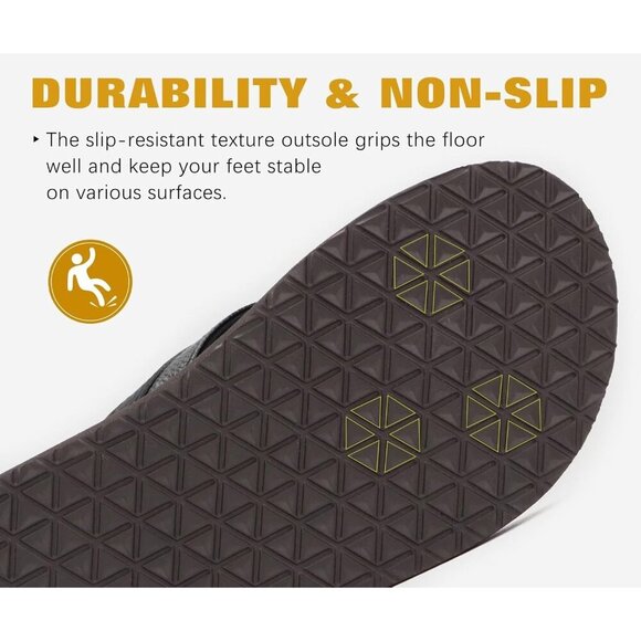 〽️Men\'s Flip Flop Sandal Black Brown Leather Slip On Arch Support Comfort Shoes main image 8
